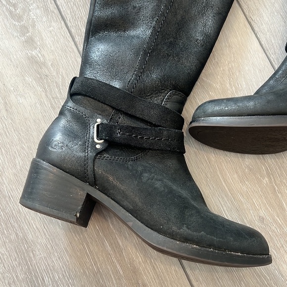Ugg Australia Darcie black leather and suede riding boots size 5.5 - Picture 3 of 16